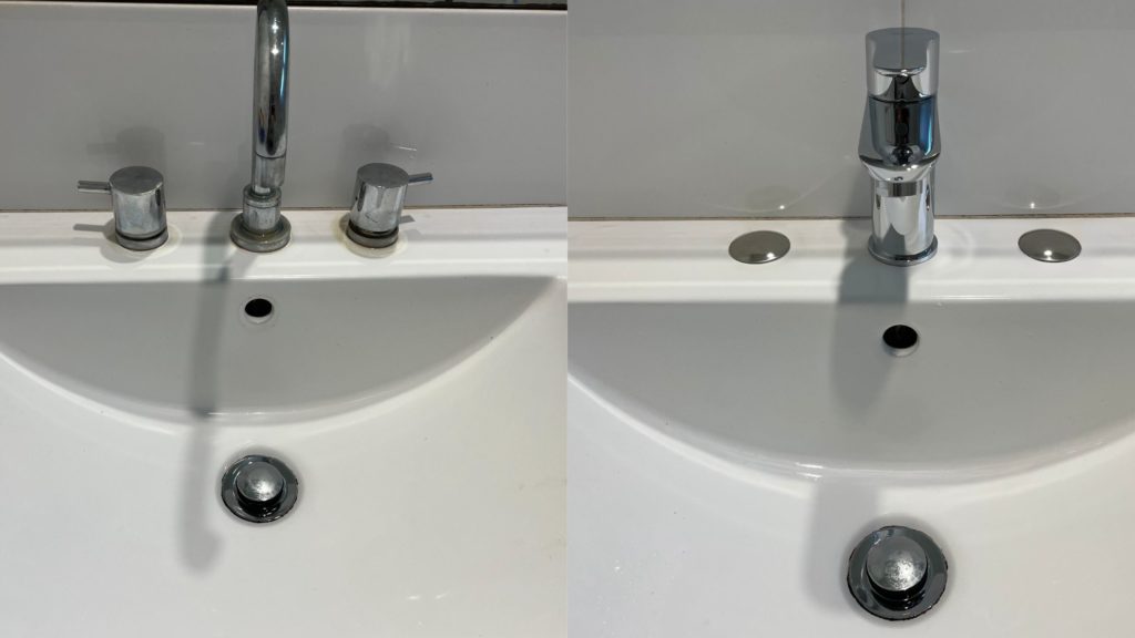 before and after basin tap replacement